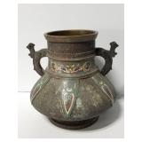 Brass & enamel decorative urn piece