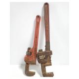 Two large pipe wrenches