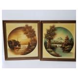 Framed T. Travis oil paintings pair