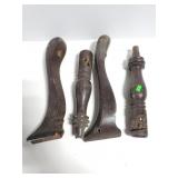 Four old wood furniture legs