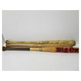 Three vintage wooden baseball bats