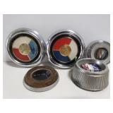 Five vintage Buick center caps