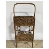 Basket weave end table with handle