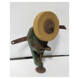 Clamp-on benchtop hand-crank grinder wheel