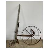 Primitive antique cone wheel yard plow