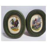 Oval framed rooster pictures