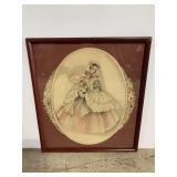 Vintage Bernard Victorian woman framed art