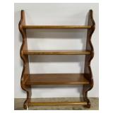 Maple wood wall shelf with towel bar
