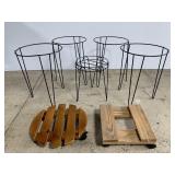 Lot of 7 plant stands and caddies