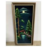 Midnight landscape on blue velvet framed art