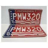 1976 Michigan license plate pair