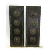 South American wood carved wall art pair