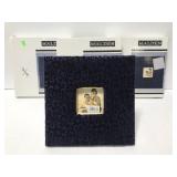 Three fabric navy picture frames