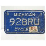 Small Michigan motorcycle license plate