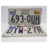 Two Texas license plates w/ truck plate