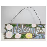 Rustic wood painted welcome sign