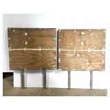 Pair of large wood sign boards with stakes