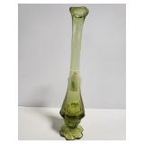 Tall green Fenton glass vase