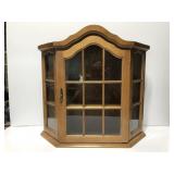 Maple wood and glass wall cabinet display