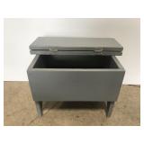Vintage gray painted wood footstool w/ storage