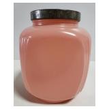 Pink glass canister