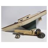 Old wood model boat and car