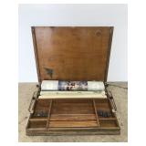 Antique schoolhouse desk top chalkboard w/ maps