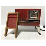 Miniature metal play stove and wash board