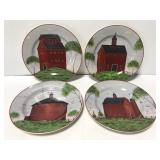 Set of four Warren Kimble Barn plates
