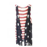 Patriotic flag knit tank sweater - women