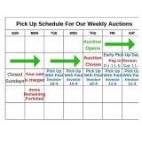 Pick up schedule for each auction