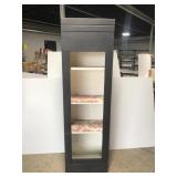 Tall black & white wood display shelf