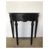 Vintage black wood half circle wall table