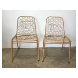Vintage MCM metal wire circle chair pair