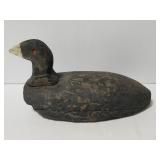 Carved wood black & white duck decoy