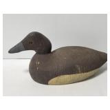Carved wood brown & white duck decoy