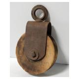 Vintage wood & iron pulley