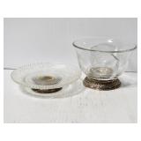 Glass & silverplate dish duo