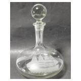 Etched glass sailing ship decanter