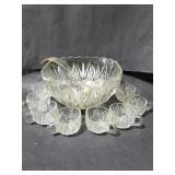 Vintage 18 pc. glass punch bowl & cups set
