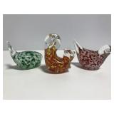 Small art glass animal trio