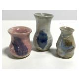 Miniature pottery vase trio
