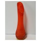Retro tall orange glass vase