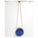 Vintage blue and gold beaded clutch purse
