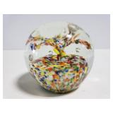 Colorful glass flower paperweight