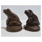 Old rustic cast metal frog small door stops