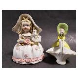 Lefton Miss Muffet figurine and girl with basket