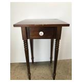 Tall wood end table w/ single drawer