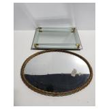2 vintage mirrored vanity trays