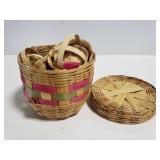 Small woven basket of mini baskets
